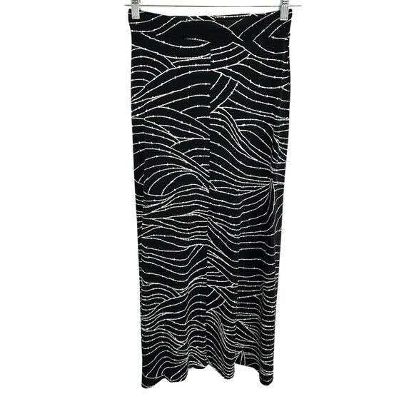 Susan Lawrence Black White Patterned Maxi Pencil Skirt Sz Medium - Picture 2 of 8